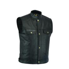 Leatherick Motorcycle Mens SOA Genuine Leather Biker Vest with Open
