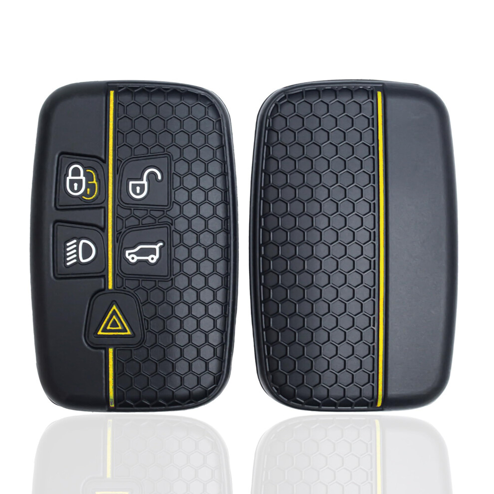 5 Buttons Silicone Car Key Fob Cover For Land Rover Lr2 Lr4 Discovery Sport Range Rover Sport Evoque, Protective Key Fob Holder Compatible With Jagua 5006561370724
