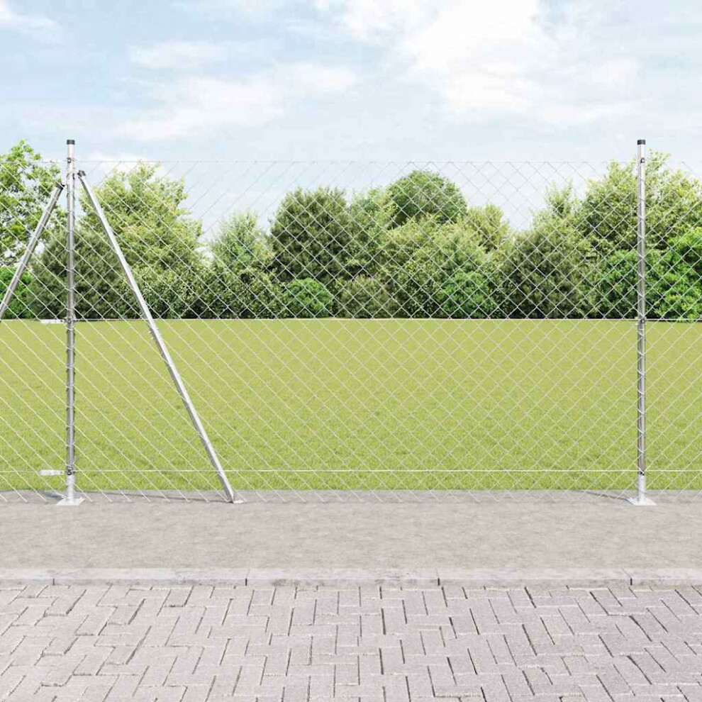 Vidaxl Welded Wire Fence With Concrete Base 10 X 1.6 M Silver Mesh 8721158236166