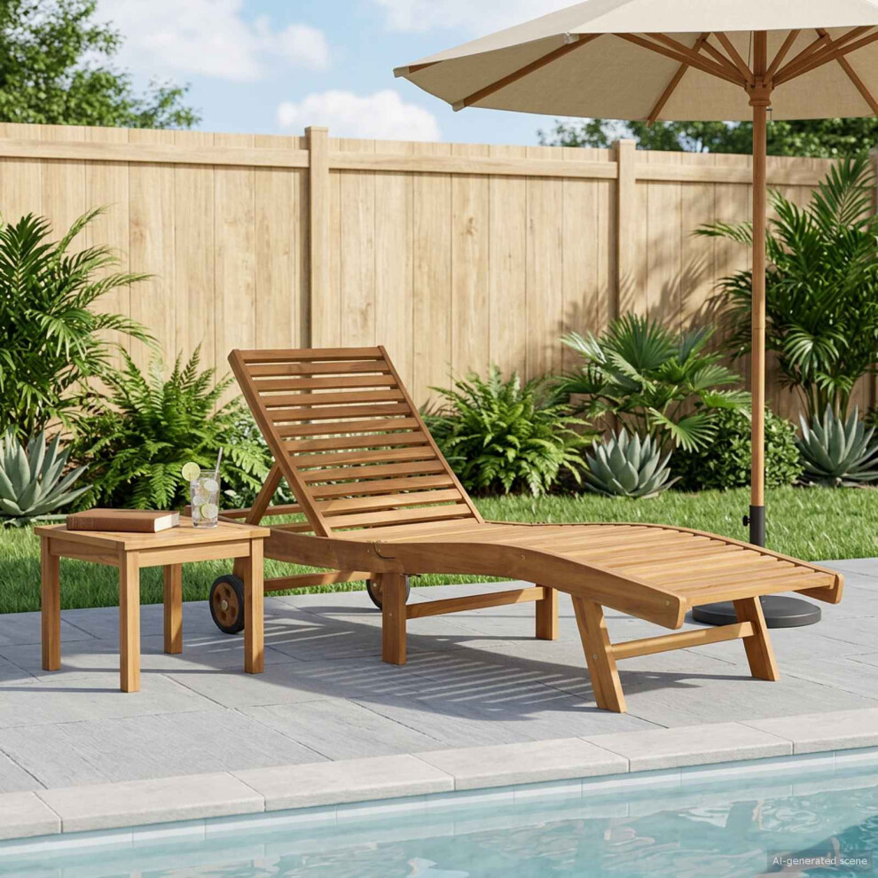 Vidaxl Sun Lounger Solid Teak Wood Brown