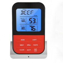 Thermomètre alimentaire numérique LCD avec double sonde et minuterie (argent) - Cadeau : argent
