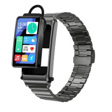 K80 1,57-inch smartwatch met afneembare oortelefoon, stalen band, IP67-classificatie en Bluetooth-belfunctie (zwart). Cadeau: Stalen band (zwart)