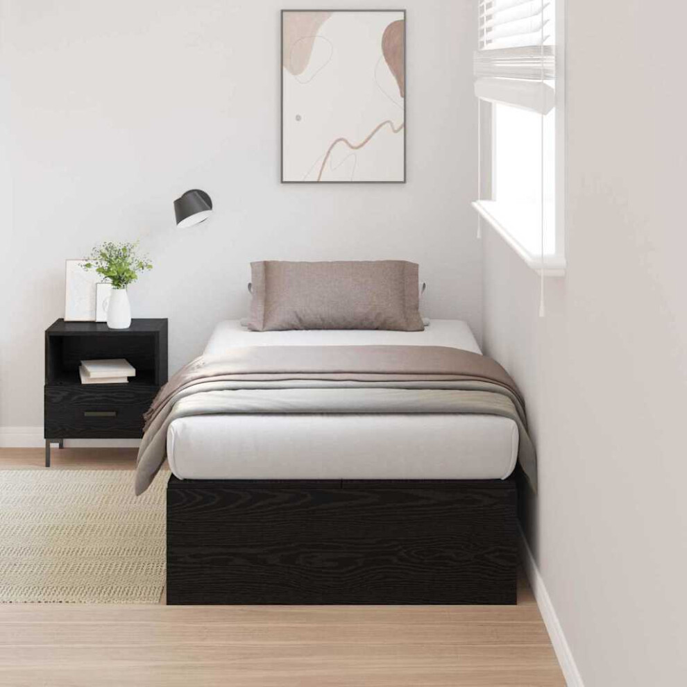 Vidaxl Storage Bed Frame Black Oak 90 X 200 Cm Engineered Wood