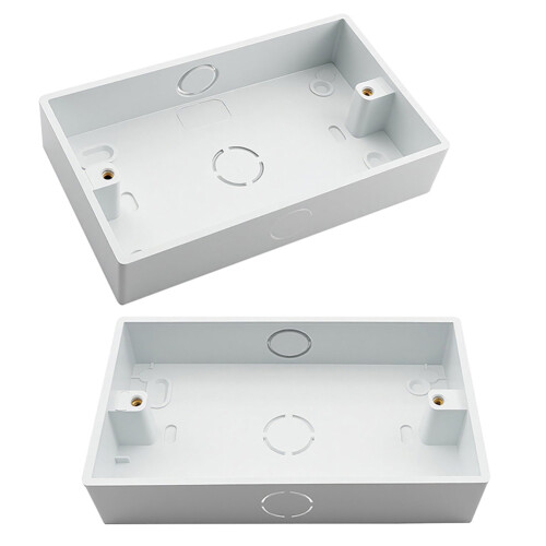 2Pcs 2 Gang Surface-Mounted Back Box 146 Type,Electrical Double Pattress Box for Wall-Mounted Light Switche Power Socket 1