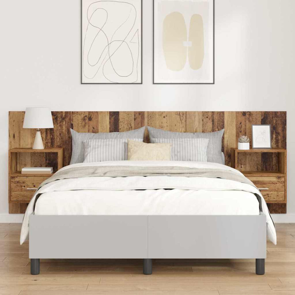 VIDAXL Wall-Mounted Bed Headboard with 3 Storage Cabinets in Brown Engineered Wood - Image 2