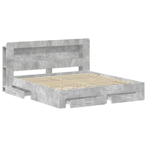 VidaXL vidaXL Bed Frame with Storage Concrete Grey 200 x 200 cm 1