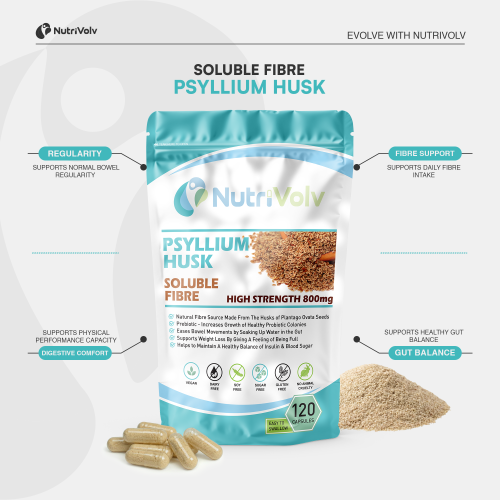 NutriVolv Psyllium Husk 800mg Capsules 120 Pack 1