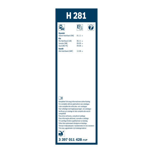 Bosch Bosch Rear Wiper H 281 - Excellent Cleaning Performance - Replacement Blade for Back Windscreen - 1 Blade, 280mm 2