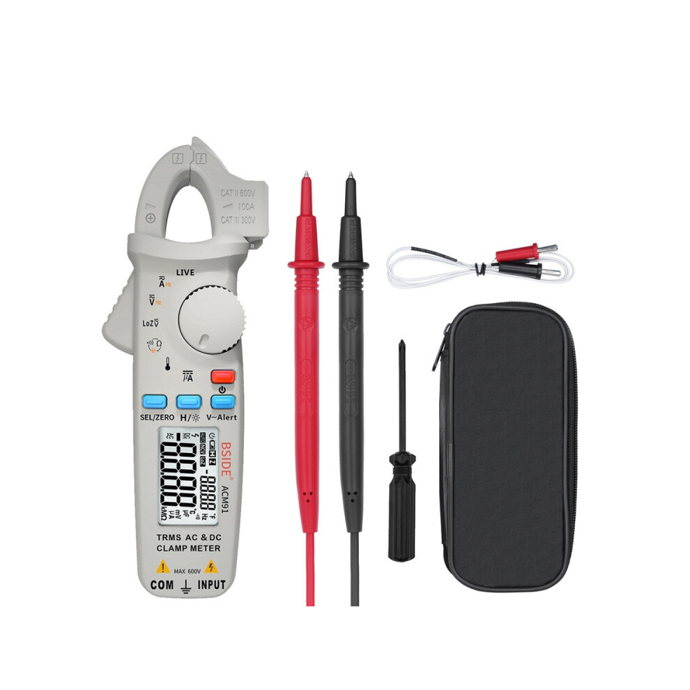 Bside Acm91 Digital Clamp Meter Ac/Dc Current 1Ma True Rms Auto-Range Capacitor Tester Multimeter (Gray) Gifts:acm91 Grey 9072918113814
