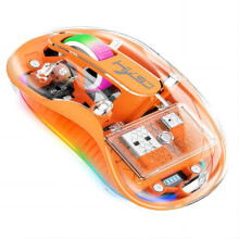 Hxsj M333 Transparent Dual Bluetooth Tri-Mode Wireless Mouse (Orange) Gifts:orange