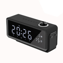 Aec K5 Led Mirror Alarm Clock Bluetooth Speaker Supports Tf/Fm (Black) Gifts:Black