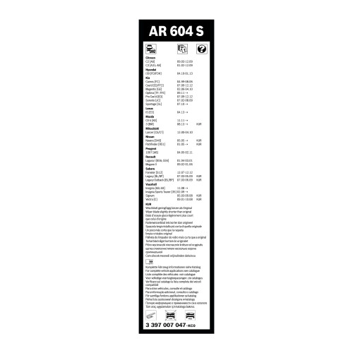 Bosch Bosch Aerotwin AR 604 S Front Windscreen Wipers, 2 Blades, 600 mm / 450 mm 2