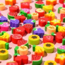 (Fruit theme) 10Pcs/Lot Cute Cartoon Mini Erasers Pencil Rubber Kawaii Dinosaur Furit Space Theme Eraser For Kids School Stationery Gifts