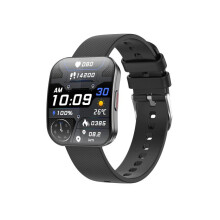 Qs08 1,85-inch smartwatch met volledig scherm, realtime hartslag-, bloedglucose- en zuurstofmeting, SOS-alarm en slaapregistratie (zwart) Cadeau: Zwa