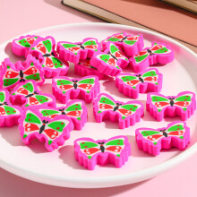 (Red Butterfly) 10Pcs/Lot Cute Butterfly Cutting Erasers For Pencil Correction Colorful Rubber Image Recognition Eraser School Kids Stationery