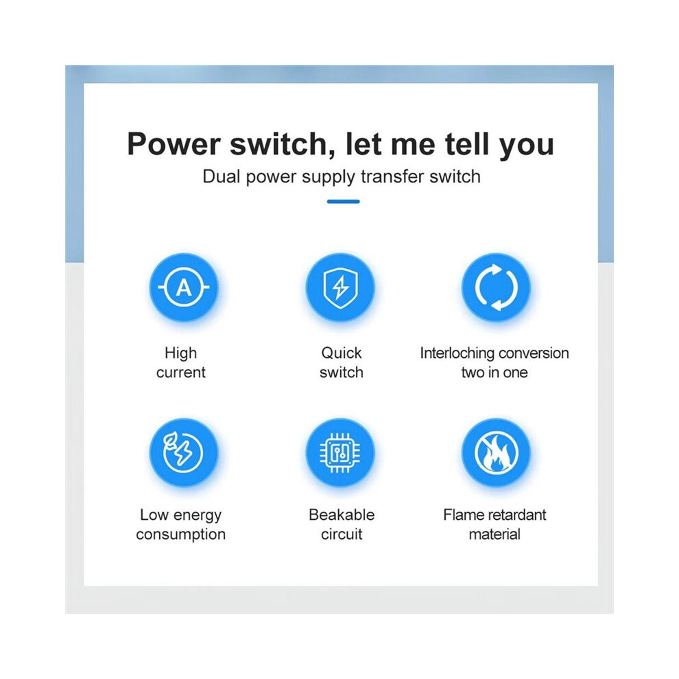 Tomzn To219g Mts 2P 63A 400V- Ac 50/60Hz Dual Power Manual Transfer Isolating Interlock Generator City Power Pv 4712303285089