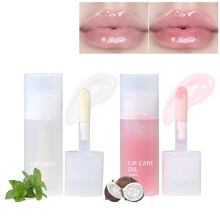 (Taro and Water) 2pcs Hydrating Lip Glow Oil, Moisturizing Lip Oil Gloss Transparent Plumping Lip Oil Tinted For Lip Care Dry Lips