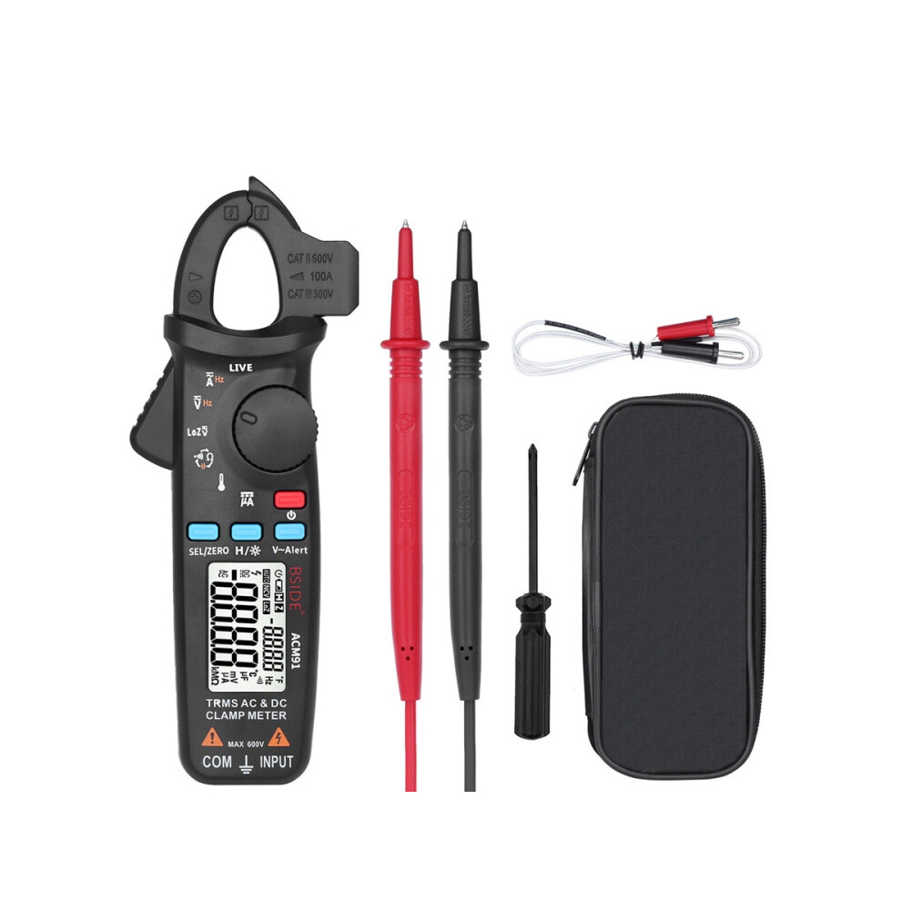Bside Acm91 Digital Clamp Meter Ac/Dc Current 1Ma True Rms Auto-Range Capacitor Tester Multimeter (Black) Gifts:acm91 Black 9072918113777