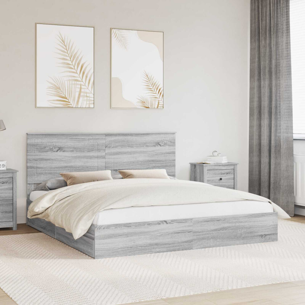 Vidaxl Storage Bed Grey Sonoma 180 X 200 Cm Engineered Wood