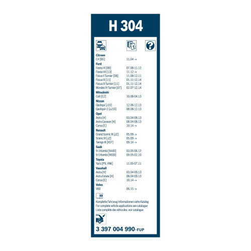 Bosch Bosch Rear Wiper H 304-1 Replacement Blade for Rear Window - 300 mm 2