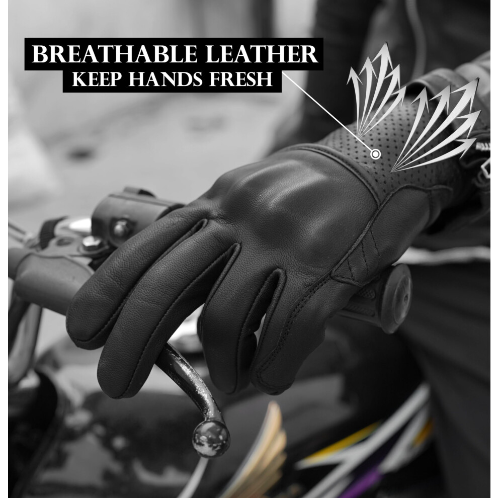 Hand Fellow Premium Leather Motorbike Motorcycle Gloves Touch Screen Gloves Mens Racing Gloves Atv Riding Gloves (M) 5008469488693