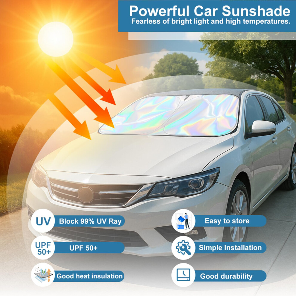 Car Windscreen Sun Shade, Car Sun Shade Windshield, Foldable Windshield Sunshade For Inside Reflective Uv Rays Sunshades Fits Windshields Of Various 5001588979011