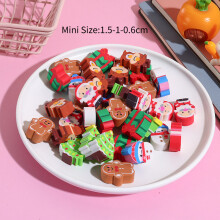 (Mini Size) 10Pcs/Lot Christmas Erasers Cute Cartoon Santa Snowman Gingerbread Man Eraser for Kids Students Stationery Gift Random Style