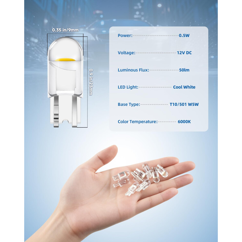 Noobibaba 501 Led Bulbs W5w Bulb, T10 194 168 2825 Number Plate Light 5003651300524