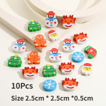 (Big 10Pcs) 10Pcs/Lot Christmas Cartoon Eraser Kawaii Santa Snowmen Christmas Tree Mini Pencil Rubber Stationery Kids School Cute Erasers
