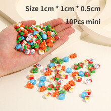 (Mini 10pcs) 10Pcs/Lot Christmas Cartoon Eraser Kawaii Santa Snowmen Christmas Tree Mini Pencil Rubber Stationery Kids School Cute Erasers