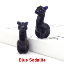 (Blue Sodalite, 20pcs) 2" Natural Crystal Alpaca Statue Quartz Carving Chakra Reiki Animal Figurine Healing Gemstone Craft Home Decor Holiday Gift