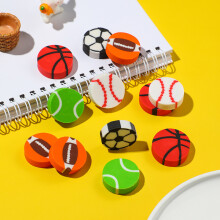 10Pcs/Lot Creative Ball Eraser Cute Cartoon Basketball Football Baseball Tennis Pencil Erasers for Kids School Stationery Gifts