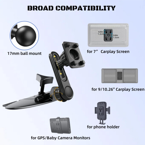 Epronic CD Slot Mount for CarPlay Screen Adjustable Arm and 360 1