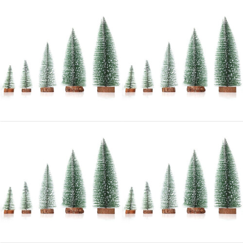 20X  Christmas Tree Small Pine Trees  the Wooden Base Home Desktop Decoration