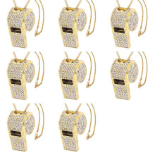 8X Silbato, Silbato de Diamantes de Imitación de Cristal Metálico, Silbato Brillante con Llavero para Árbitros, Entrenadores, Profesores