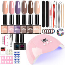 (purple) Nail Art Tool Kit Nail Lamp Electric Nail Drill Nail File Cuticle Remover Home Manicure Set Portable Nail Care Kit