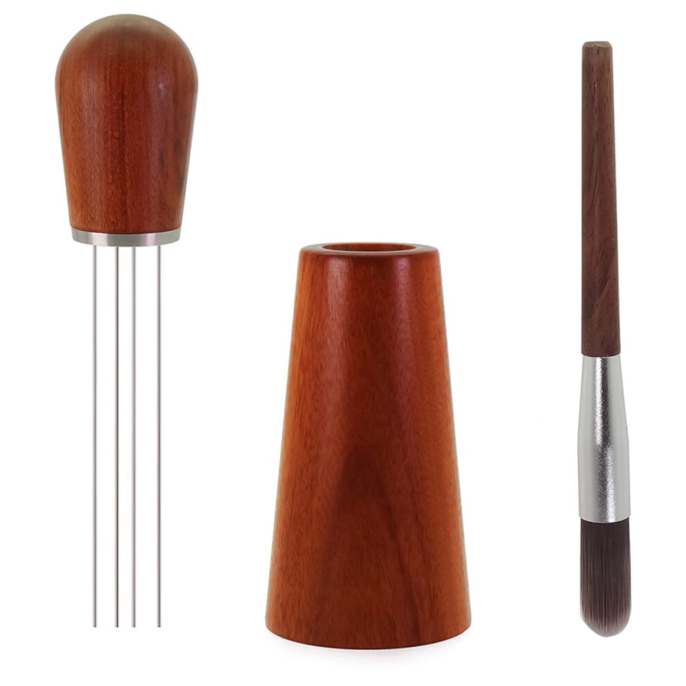 Semoic Espresso Coffee Stirrer, Barista Distribution Tool,4 Needles Espresso Coffee Stirrer Set With Stand And Brush B