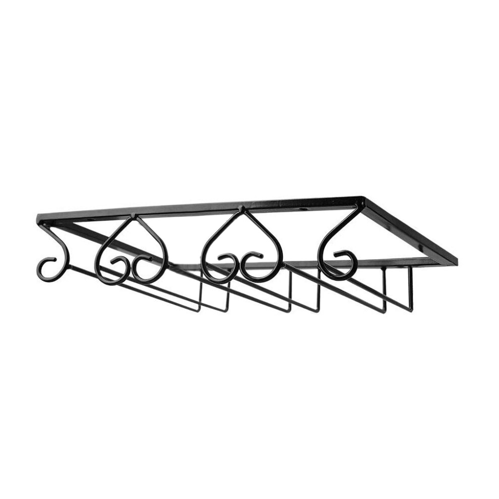 Semoic Black Wine Glass Rack Holder Metal Under Cabinet Stemware Wine Glasses Storage Hanger Organizer For Bar Kitchen