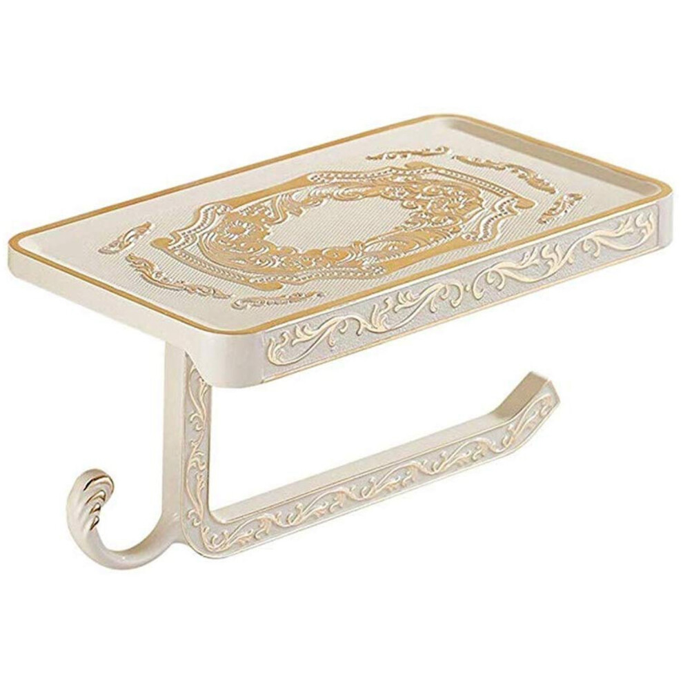 Semoic Antique Carved Toilet Paper Holder With Telephone Stand, Wall-Mounted Bathroom Paper Holder, Storage Rack, Toilet Paper Holder Bathroom Shelf,