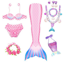 (pink, 140) New Mermaid Swimsuit High Elastic Quick-Dry Ariel Princess Swimsuit Mermaid Tail