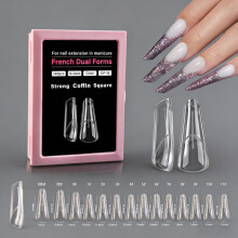 (DF-17) 140Pcs Clear French Nail Tips Box, Graduated Gel Extension Nail Tips Quick Curing, Professional Salon Nail Art Tools