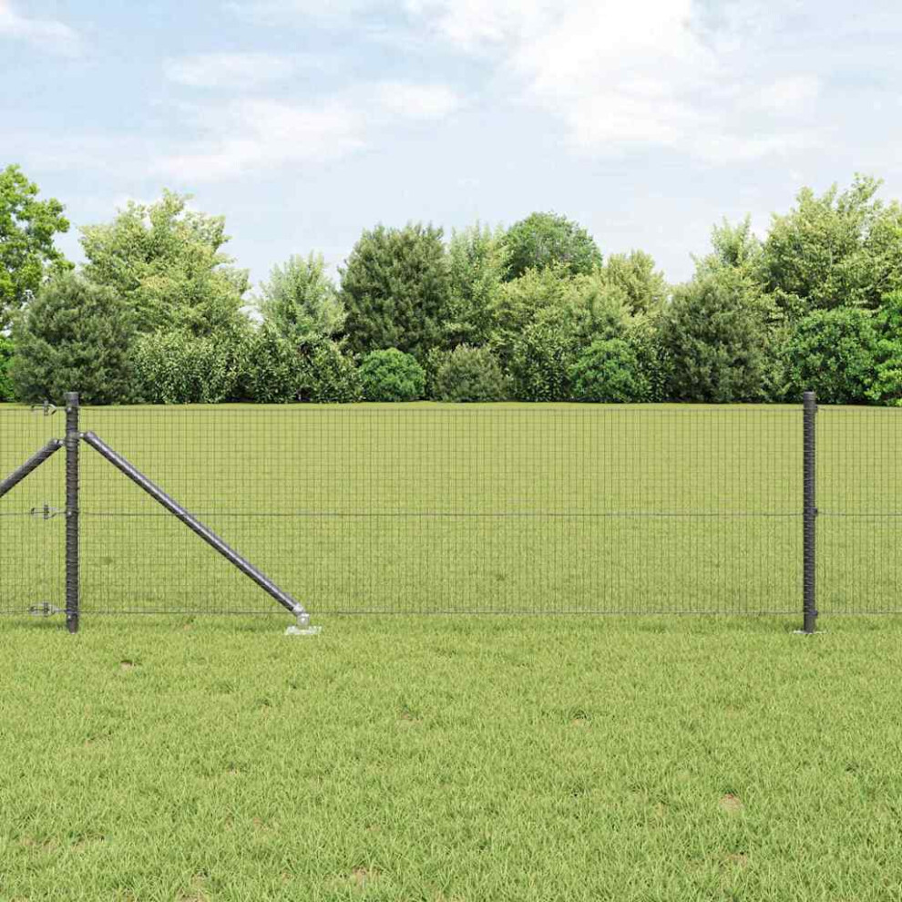 Vidaxl Welded Wire Fence With Spikes 100 X 0.5 M Pvc-Coated Steel Grey
