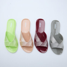(green, 36) New Flat One-Band Jelly Sandals Summer Non-Slip Beach Flip Flops for Women Melissa Fashion