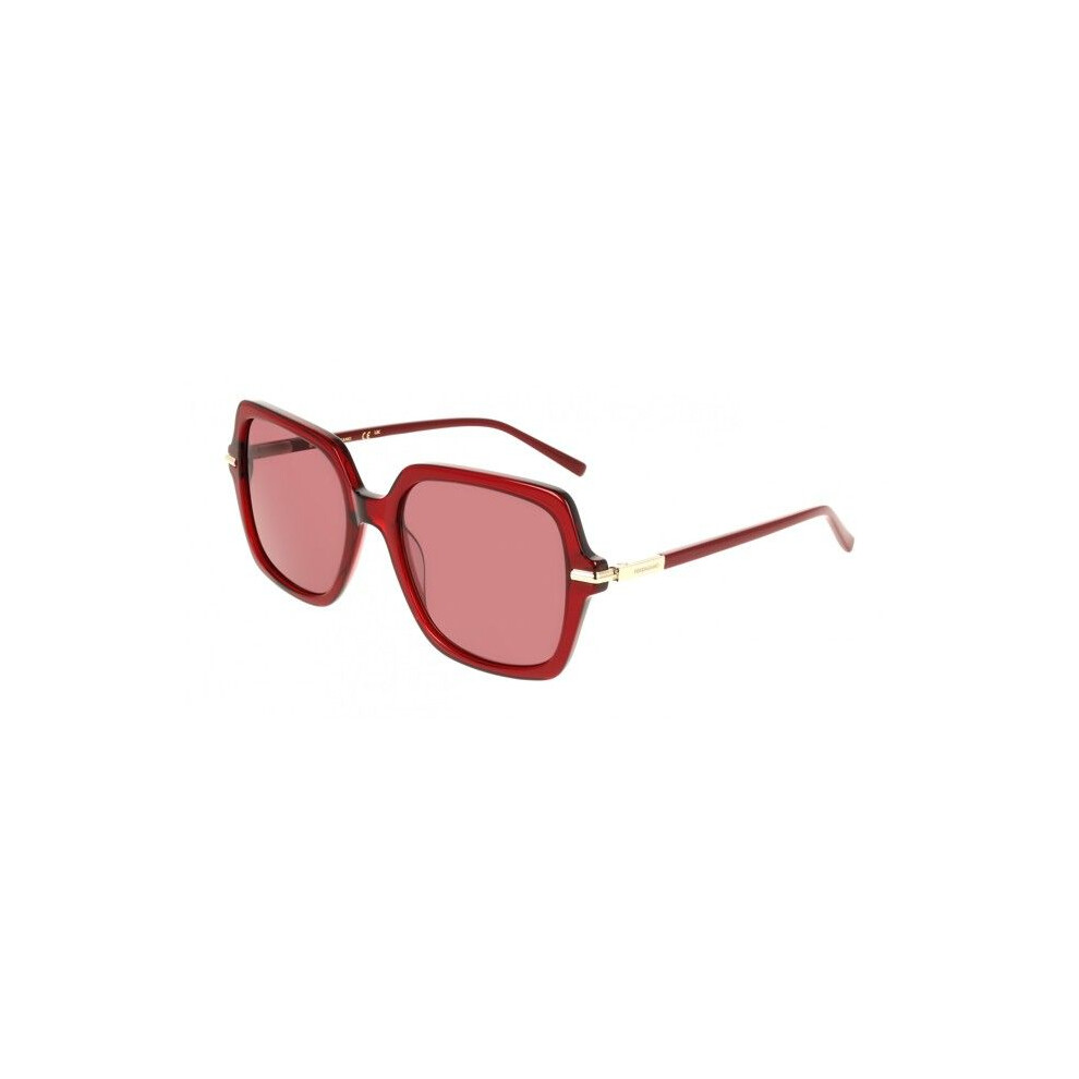 Ferragamo Sf2076s Sunglasses 57/19/145 Transparent Acetate Woman Sf2076s Red
