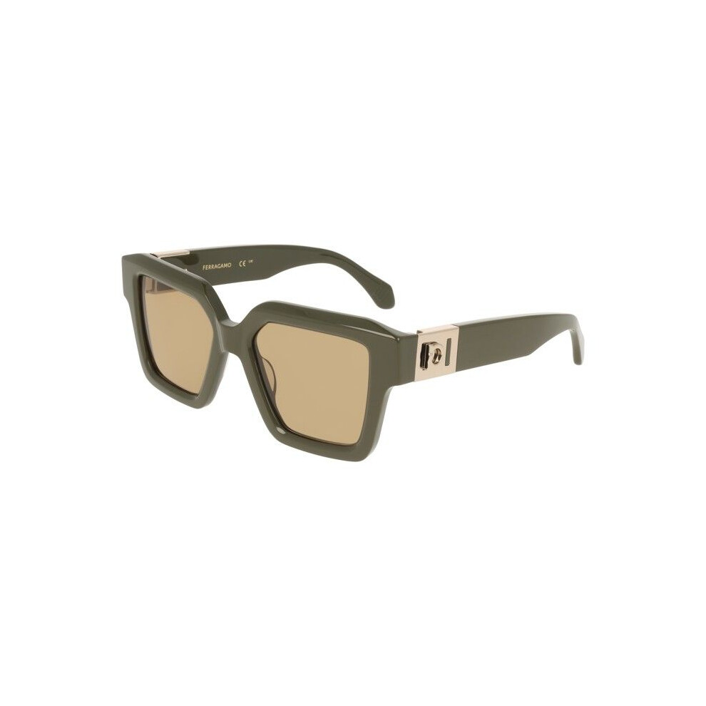 Ferragamo Sunglasses Sf2084s 53/19/145 Khaki Acetate Woman Sf2084s