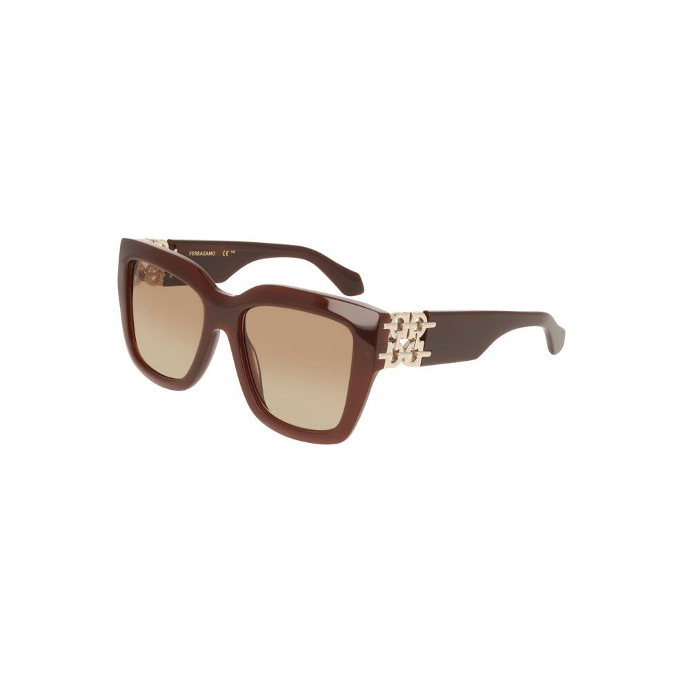 Ferragamo Sf2083se Sunglasses 55/18/140 Dark Rec Acetate-Renew Woman Sf2083se Brown