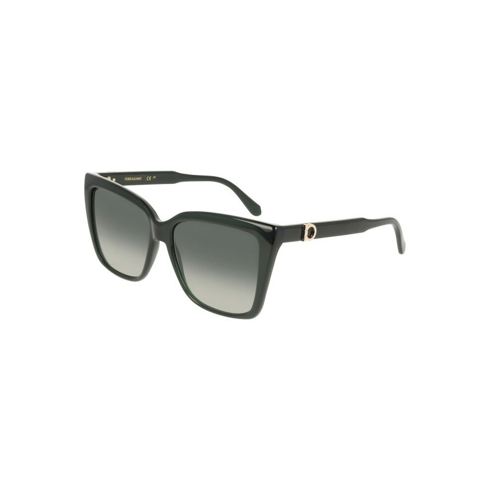 Ferragamo Sunglasses Sf2085se 57/16/145 Transparent Rec Inj-Ace Renew Woman Sf2085se Dark/Green