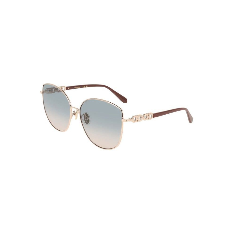 Ferragamo Sunglasses - Sf339s - Gold (Rose Gold) - Pink Gradient Lenses - Square