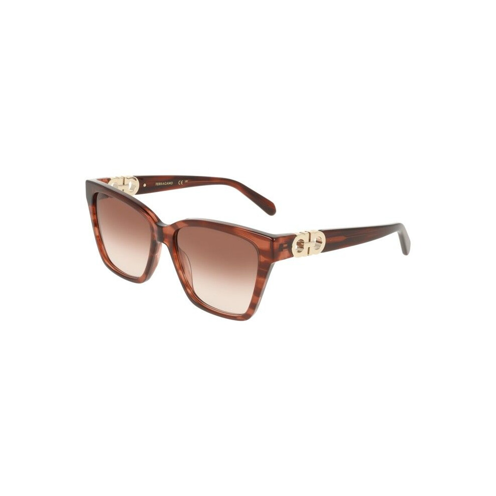 Ferragamo Sf2110s 57/16/145 Striped Wine Sunglasses Acetate Woman Sf2110s