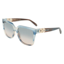 Sunglasses - FERRAGAMO - SF2109S - Acetate - Striped Beige & Blue Lenses - Square Shape